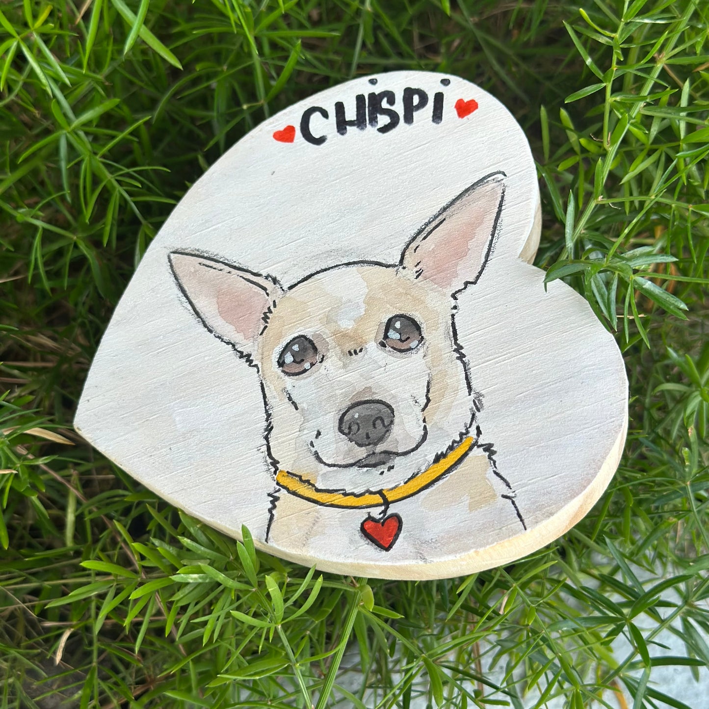 Custom Pet Portrait Wooden Heart