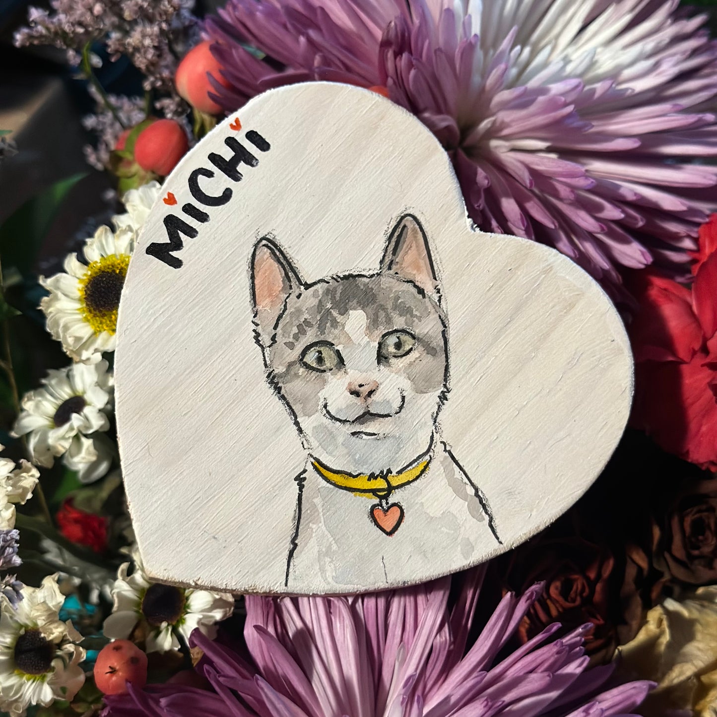 Custom Pet Portrait Wooden Heart